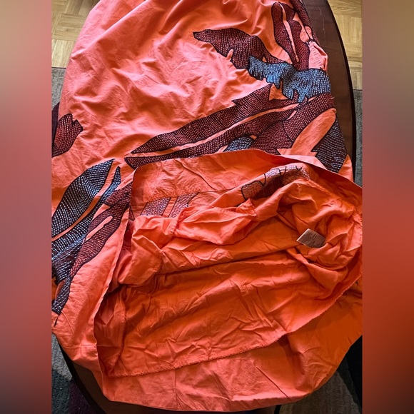 Anthropology One-Shoulder Embroidered Maxi Dress 2 pockets. 100% cotton Orange L - Picture 11 of 13